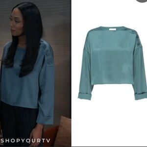 NWT $268 Brochu Walker The Dallas Blouse Alpine Teal Top Size XS ** read